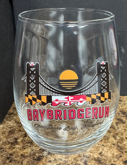 Bay Bridge Run Stemless Wine Glass