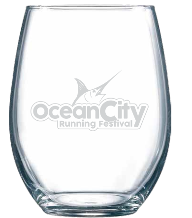 Ocean City Running Festival Stemless Wine Glass