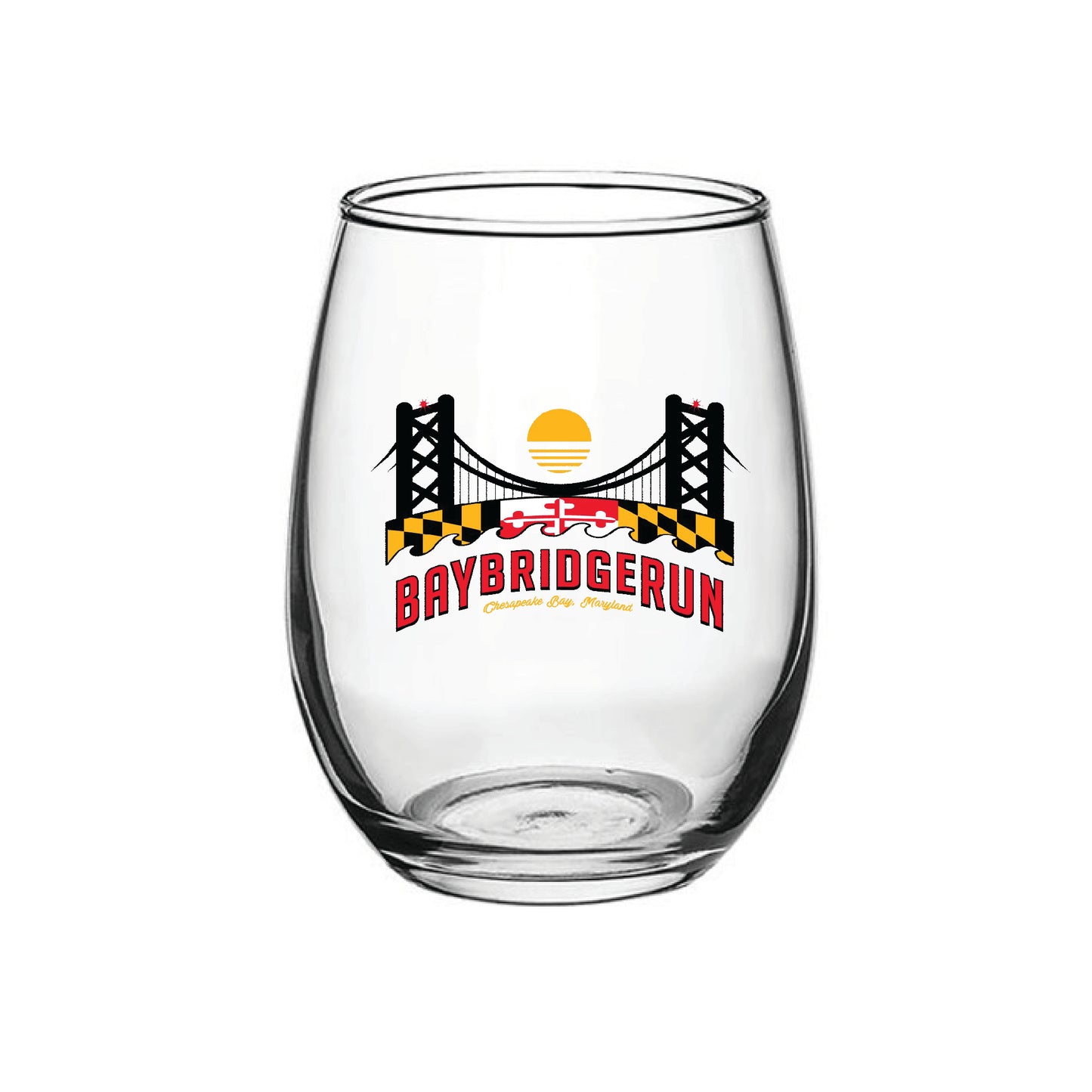 Bay Bridge Run Stemless Wine Glass